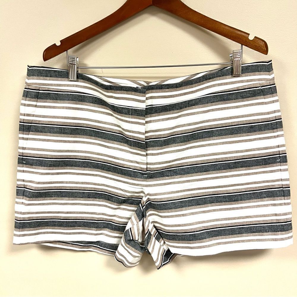 Ann Taylor devin fit city striped linen/cotton shorts 16